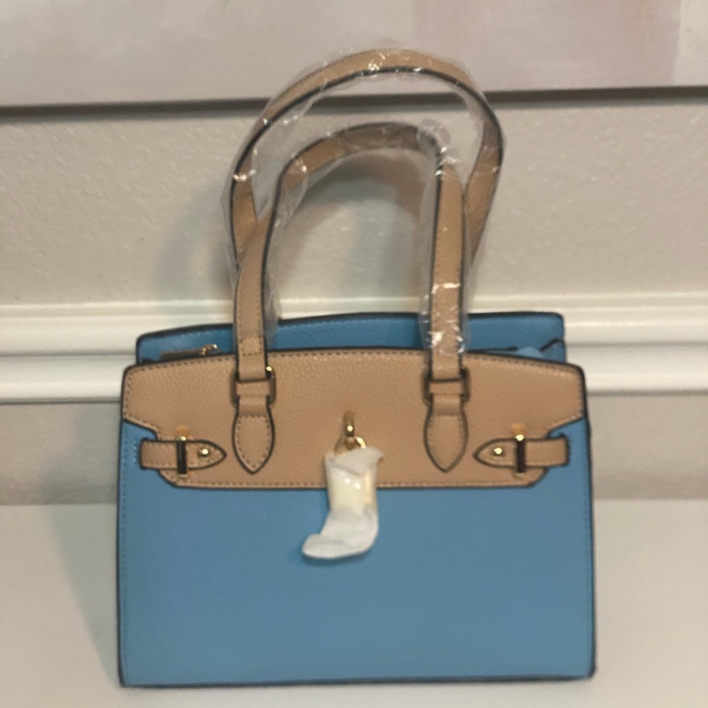 NWOT Blue and Tan Handbag